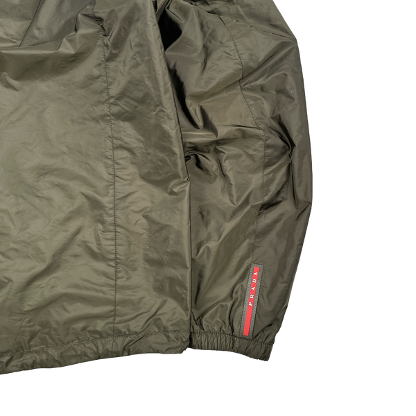 Prada Blue/Khaki Red Tab Reversible Nylon Windbreaker Jacket - XL