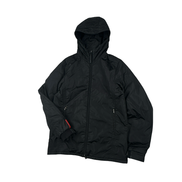 Prada Black Red Tab Packable Bag Nylon Windbreaker Jacket - Large