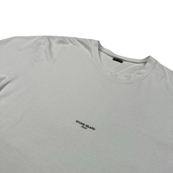 Stone Island 2005 White Cotton Spellout T Shirt - Large