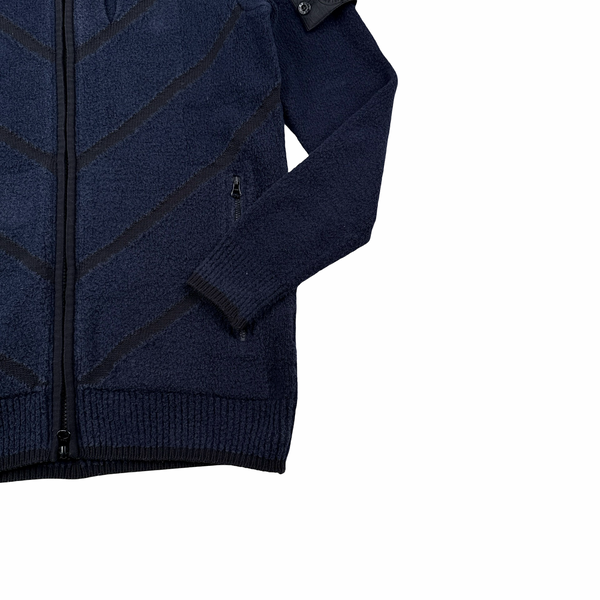 Stone Island Dark Navy Shadow Project Knit Zipped Hooded Jumper - Small