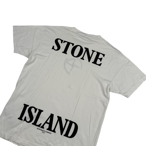 Stone Island 2020 White Graphic Spellout White T Shirt - Large