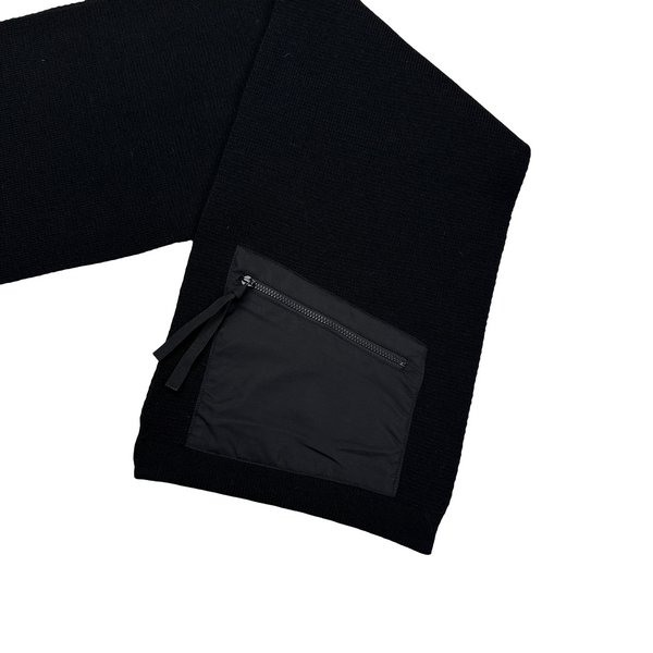Ma Strum Black Wool Nylon Pocket Scarf