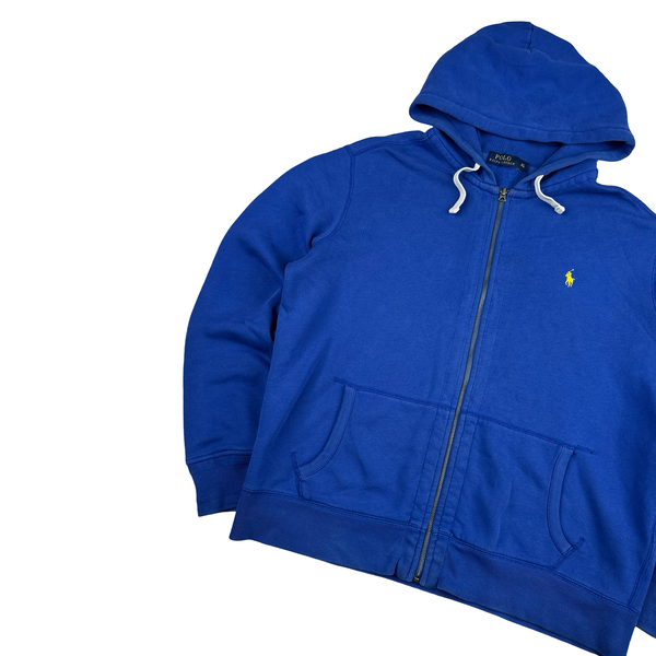Ralph Lauren Blue Thick Cotton Zipped Hoodie - XL