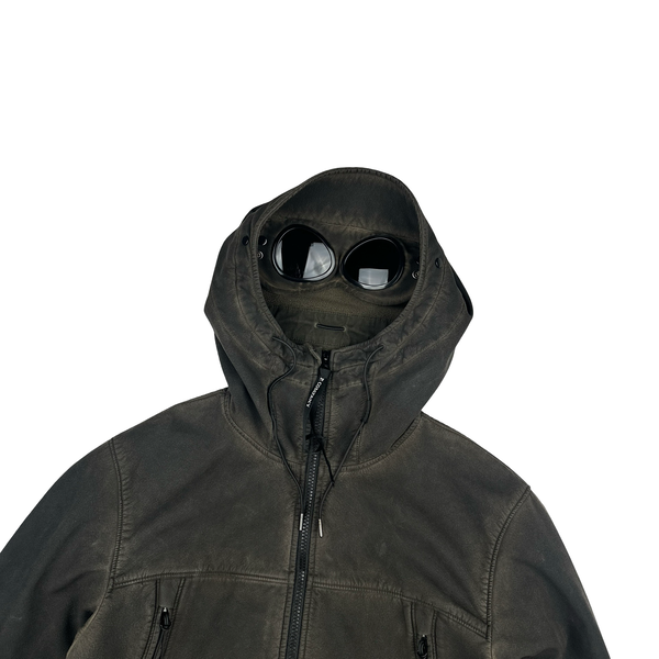 CP Company Brown Re Colour Goggle Soft Shell Jacket - Medium