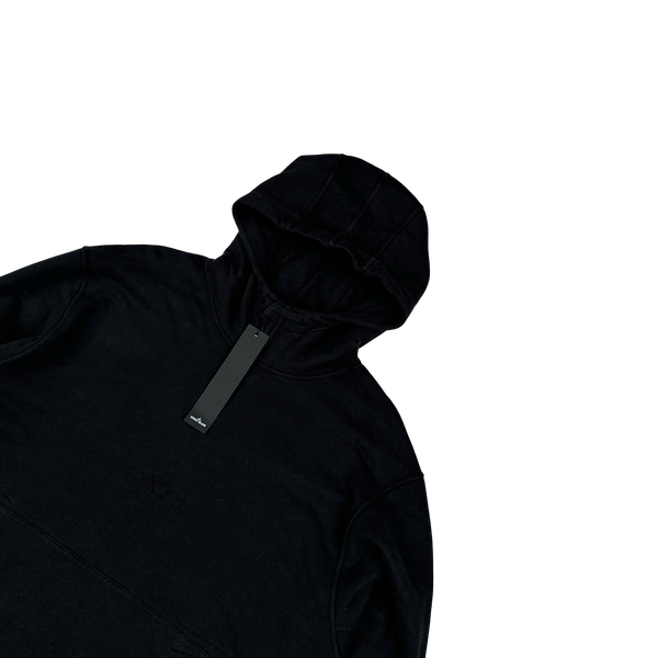 Stone Island 2023 Black Spellout Embroidered Pullover Hoodie - Small