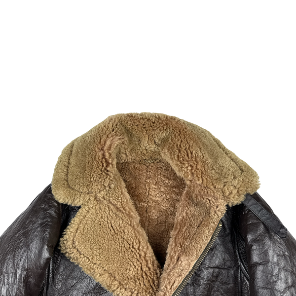 Irvin Shearling Lined Flying Pilot Thick Leather Vintage Jacket - Small