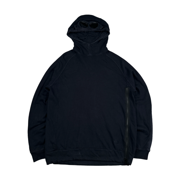 CP Company Navy Spellout Pullover Goggle Hoodie - XL
