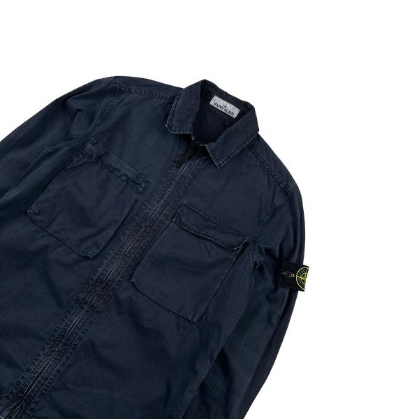 Stone Island 2018 Navy Cotton Zipped Overshirt - Medium