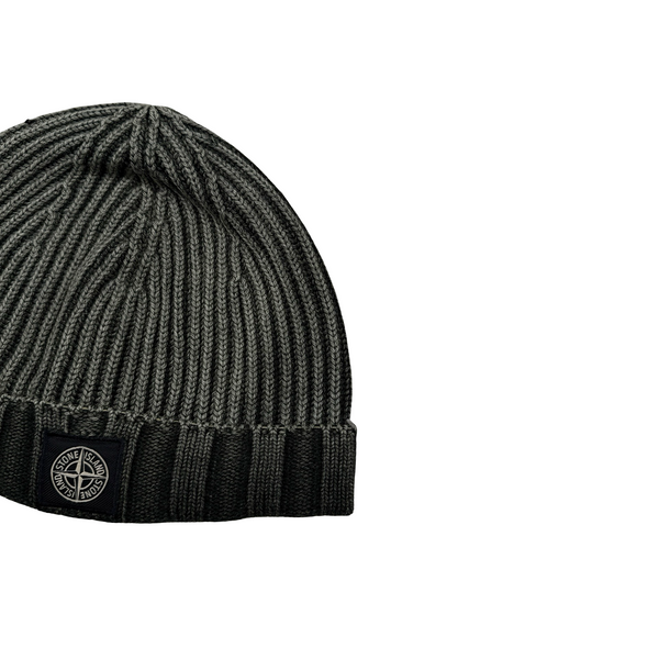 Stone Island Dust Treatment Garment Dyed Patch Beanie Hat