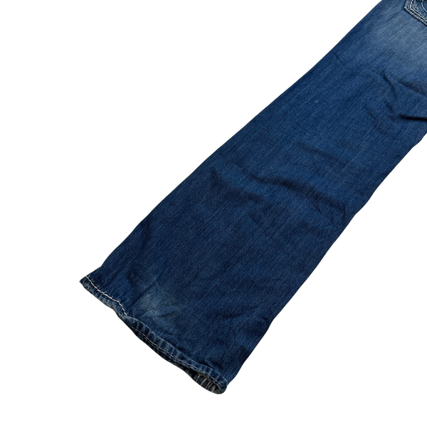 True Religion White Contrast Stitch Straight Jeans - 31"