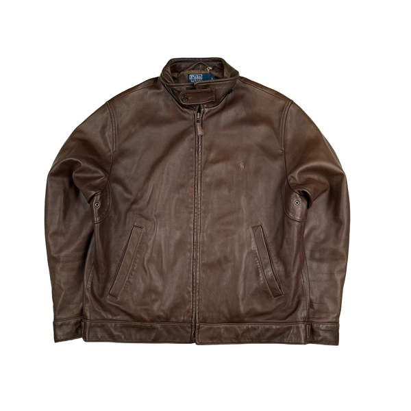 Ralph Lauren Brown Heavyweight Leather Jacket - Large