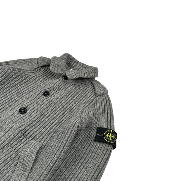 Stone Island 2008 Wool Grey Buttoned Cardigan Jumper - Large