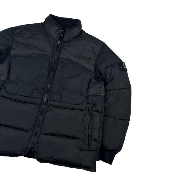 Stone Island 2021 Black Panama 6/3 HT Nylon Mix Fabrics Down- TC Puffer - Medium