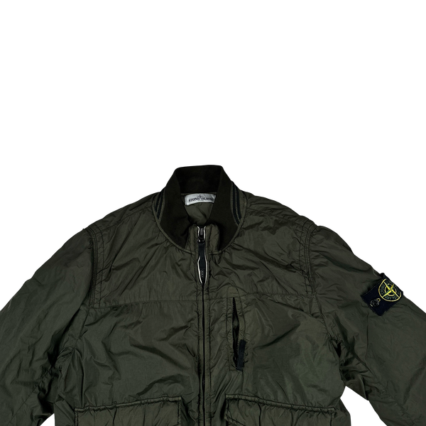 Stone Island 2012 Khaki 30th Anni Garment Dyed Nylon Tela Quilted Jacket - Large
