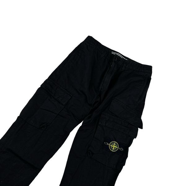 Stone Island 2022 Black Cotton Cargo Trousers - 30"