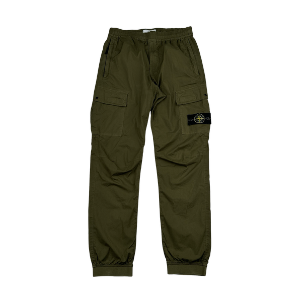 Stone Island 2021 Khaki Regular Tapered Cargo Trousers - 30"