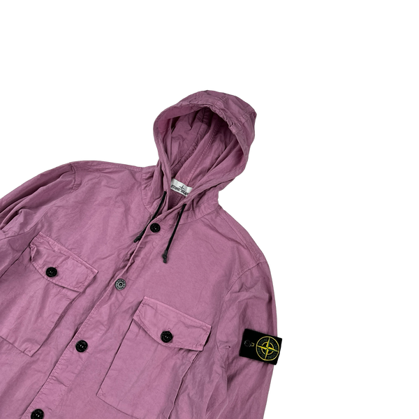 Stone Island 2020 Pink Cotton Hooded Overshirt - Medium