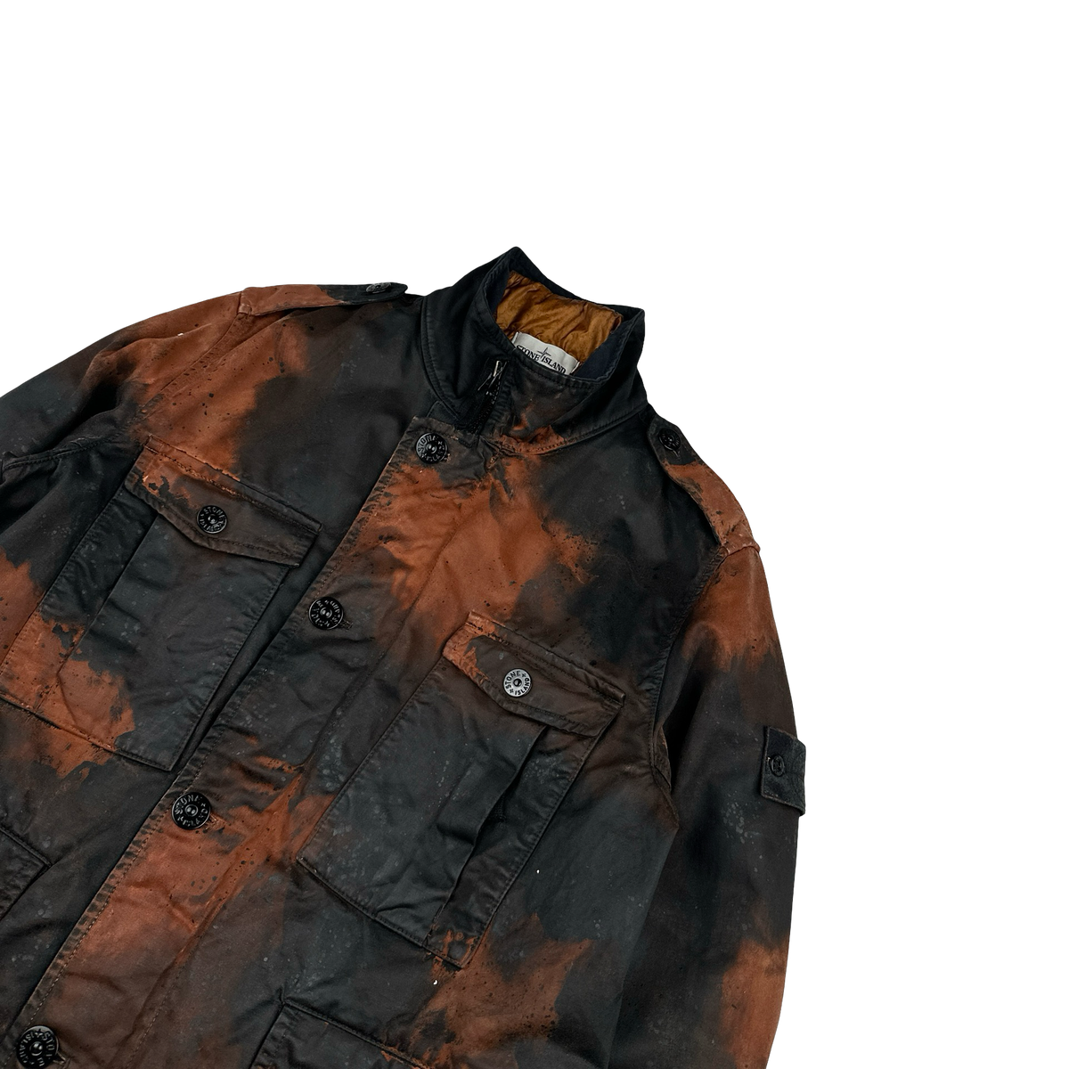 Stone Island 2014 Raso Hand Painted Tortoise Shell Camo Field Jacket ...