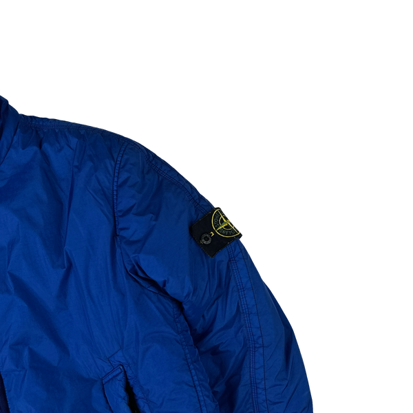 Stone Island 2015 Blue Crinkle Reps Padded Bomber Jacket - Large