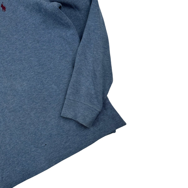 Ralph Lauren Blue Cotton Knit Quarter Zip Jumper - Medium