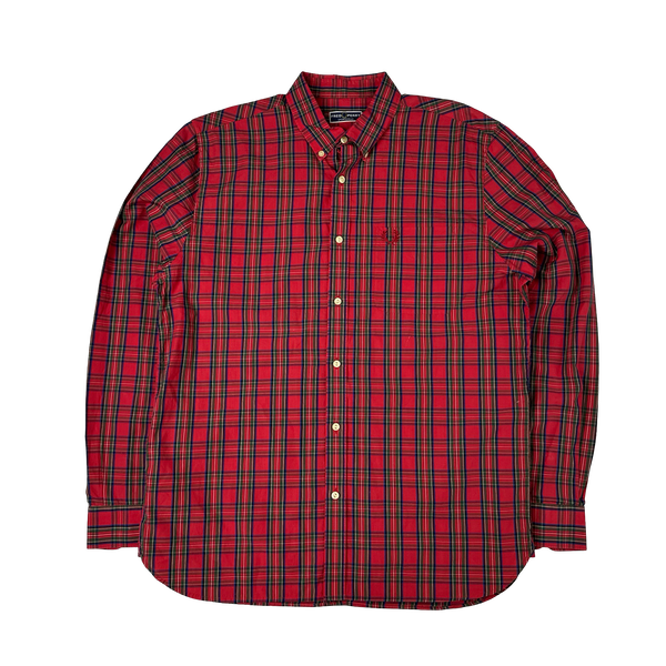 Fred Perry Red Tartan Buttoned Shirt - Large