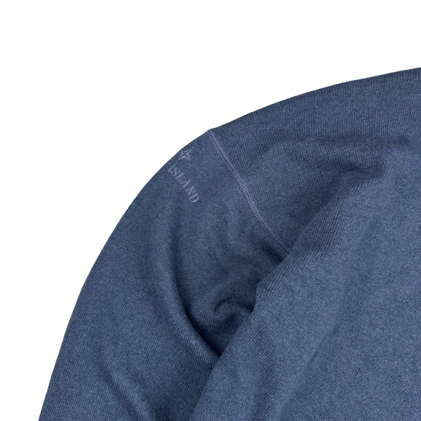 Stone Island 1987 Navy Knitted Wool Blend Spellout Vintage Pullover - Large