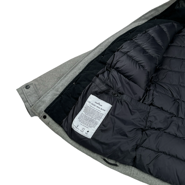 Stone Island 2014 Grey Ice Wool Blend Down Field Jacket - Small