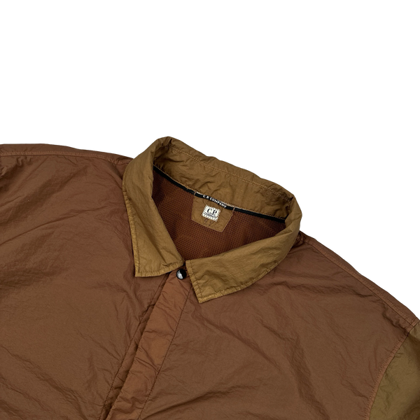 CP Company Brown Colour Block Taylon P Nylon Overshirt - XL