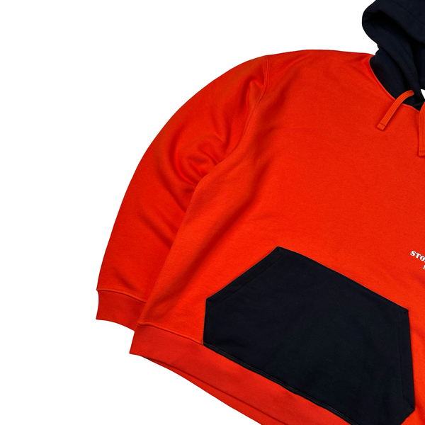 Stone Island Marina 2023 Orange And Navy Spellout Embroidered Pullover Hoodie - XL