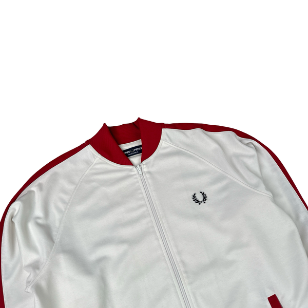 Fred Perry Red/White Zipped Tracksuit Jacket - Large