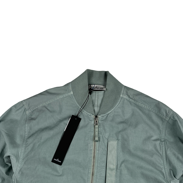 Stone Island 2023 Baby Blue Cupro Cotton Twill-TC Bomber Jacket - Small