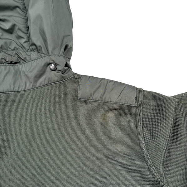 Prada Khaki Cotton Knitted Red Tab Zipped Hoodie - Large