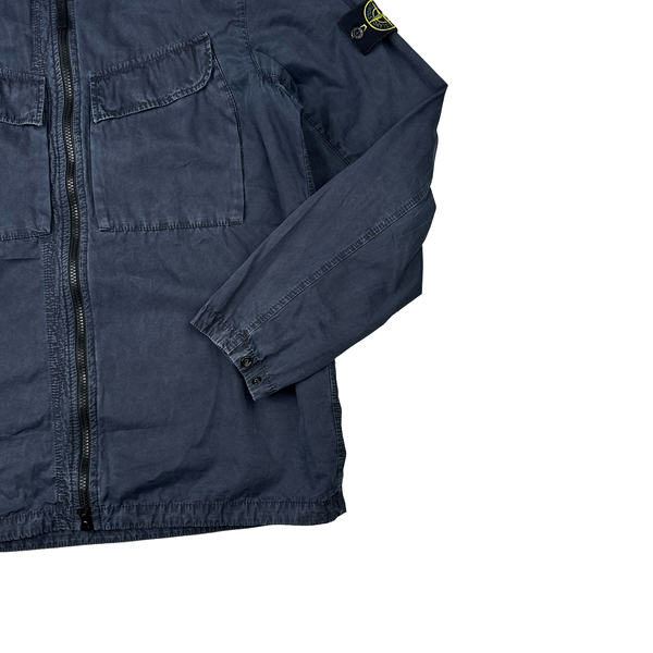 Stone Island 2022 Navy Cotton Zipped Overshirt - Large
