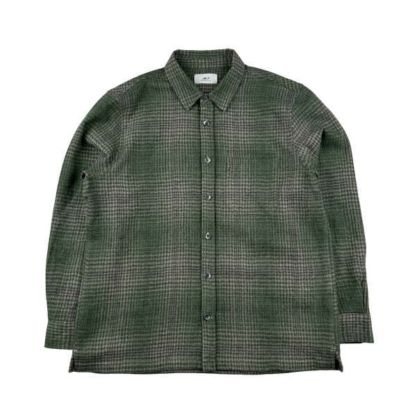 Mr Porter Green Checked Virgin Wool Buttoned Overshirt - XL