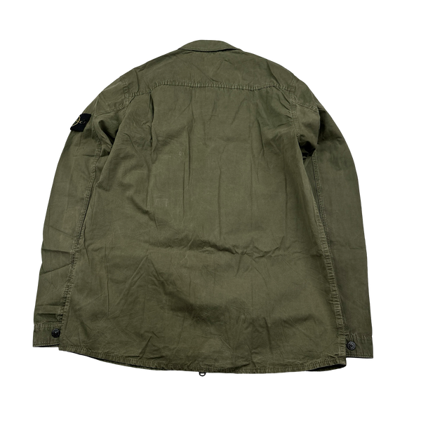 Stone Island 2019 Green Cotton Garment Dyed Overshirt - Medium