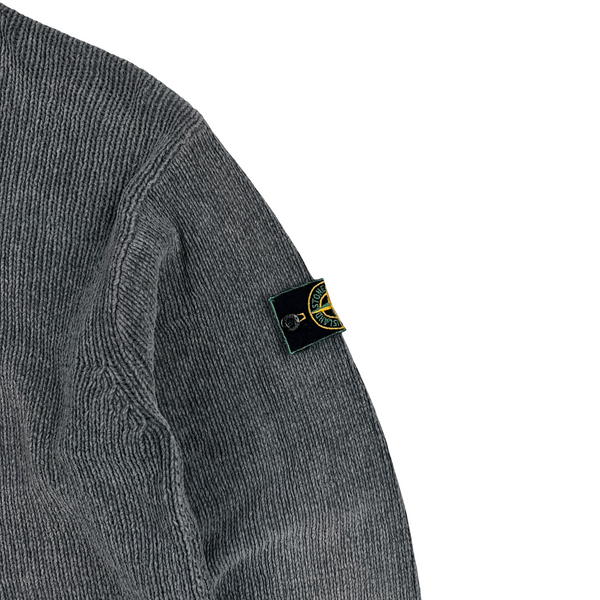 Stone Island 1993 Grey Knitted Chenille Green Edge Crewneck Pullover - Medium
