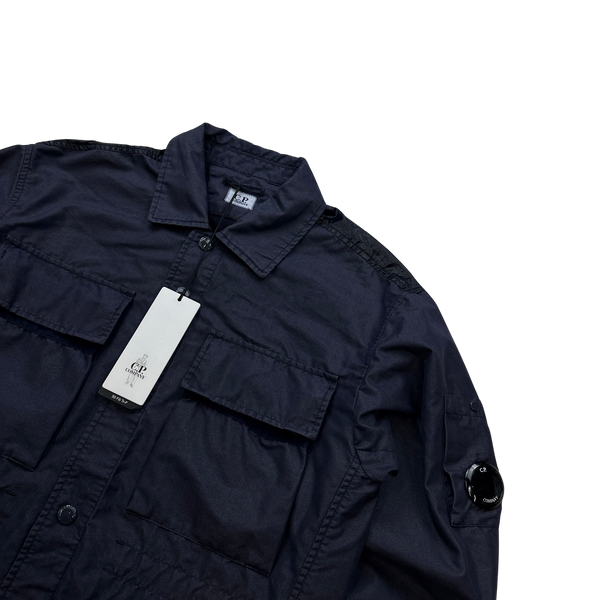 CP Company 50 Fili Tr-P Navy Buttoned Kan D Panel Coach Jacket - Small