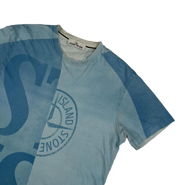 Stone Island Blue Two Tone Isola Di Pielia T Shirt - Large