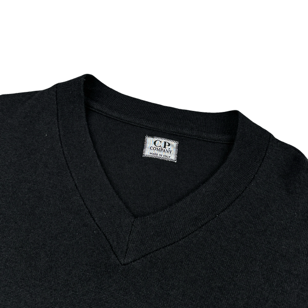CP Company Vintage Charcoal Wool V-Neck Jumper - XL