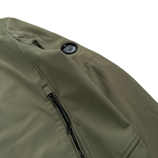 CP Company Khaki Green Fleece Lined Soft Shell Jacket - Large