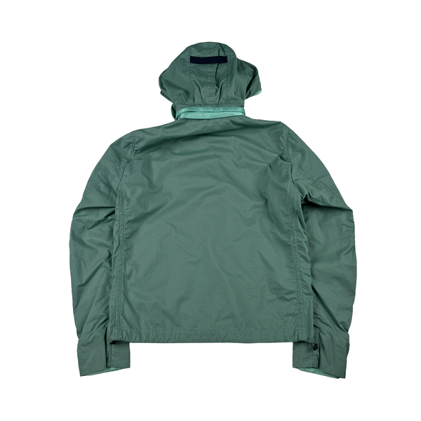 CP Company Turquoise Removable Hood Neck Tag Jacket - Large