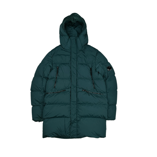 CP Company Teal Nycra Down Filled Puffer Long Jacket - Medium