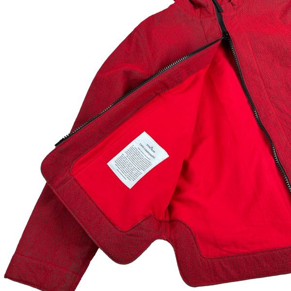 Stone Island 2022 Red Needle Punched Reflective Balaclava Jacket - Large