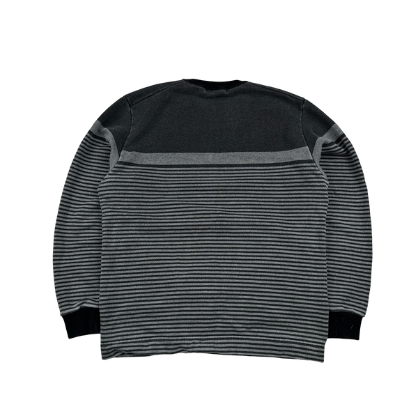 Stone Island 2017 Grey Marina Striped Thick Cotton Crewneck Jumper  