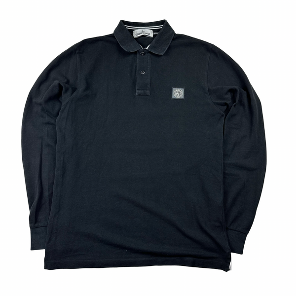 Stone island long sleeve polo black shop