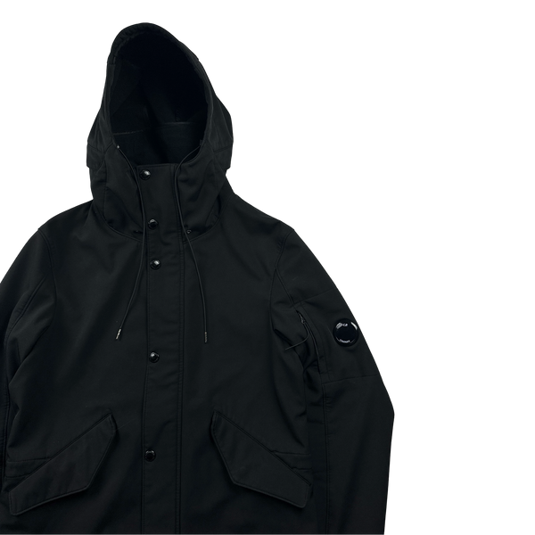 CP Company Black Soft Shell Fishtail Parka Jacket - Small