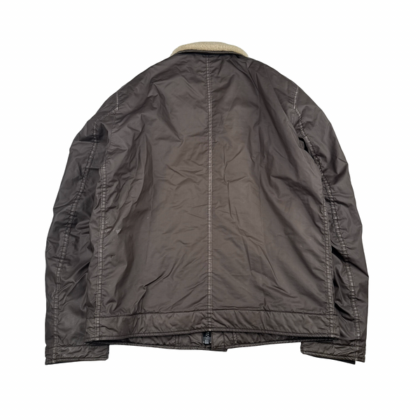 Stone Island 2015 Brown Mussola Gommata Shearling Flight Jacket - XL