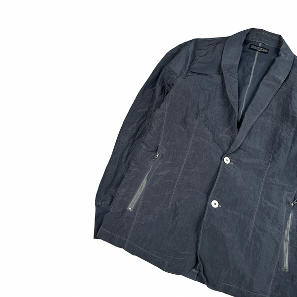 Stone Island 2012 Navy Silver Nylon Shadow Project Blazer Overshirt Jacket - XL