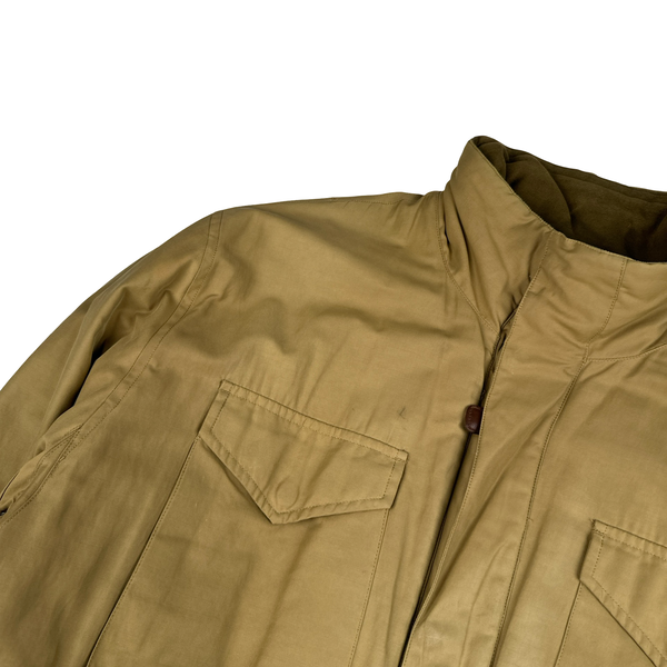 Ralph Lauren Beige Quilted Fleece Lining Collard Jacket - XL