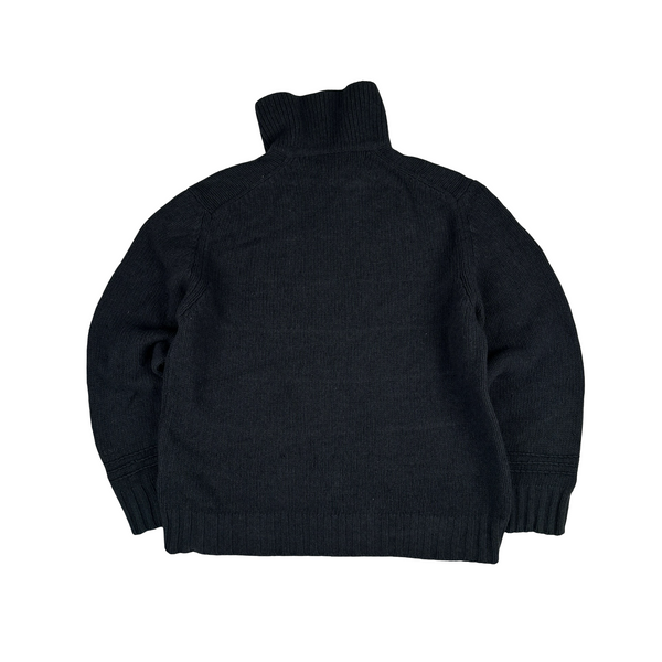 Stone Island 1998 Grey Vintage Cotton Chenille Knit Collared Jumper - XL